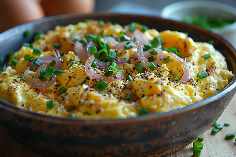 Fluffy Scrambled Eggs with Onions Recipe