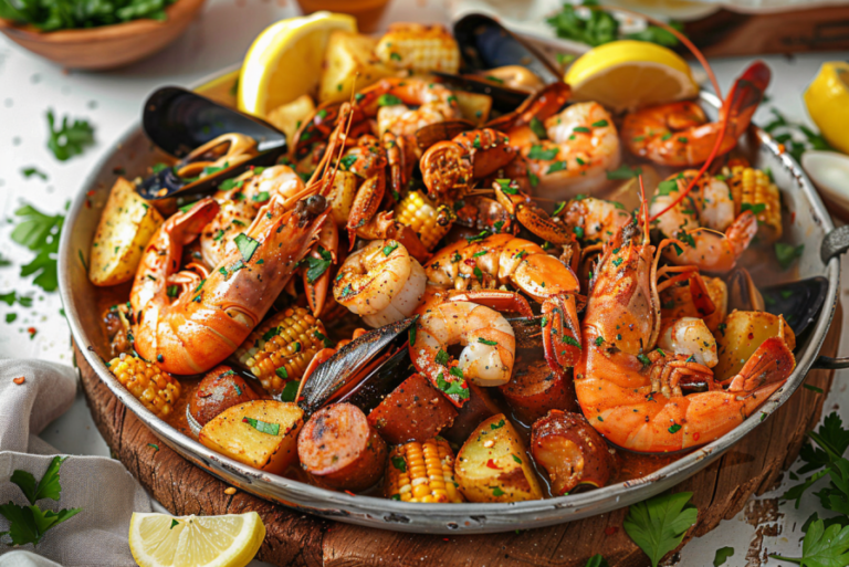 Asian Cajun Seafood Boil with Garlic Butter Sauce Recipe